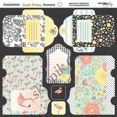 SCRAPMIR - ZESTAW DO WYCIĘCIA - KOPERTY + TAGI 20cm x 20cm
