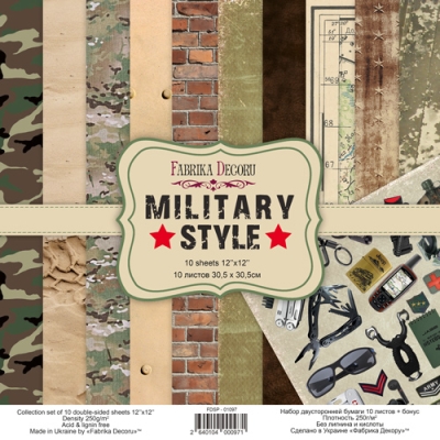 Zestaw papierów do scrapbookingu - MILITARY STYLE
