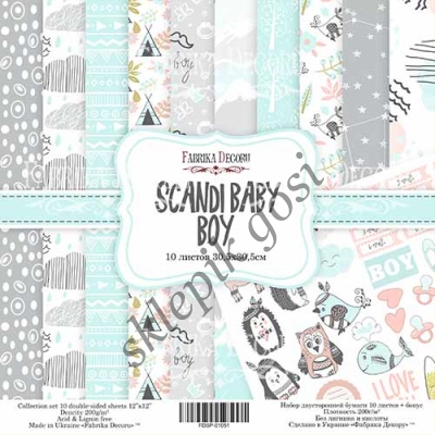 FABRYKA - Zestaw papierów do scrapbookingu SCANDI BABY BOY
