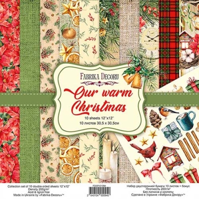 Zestaw papierów do scrapbookingu - OUR WARM CHRISTMAS