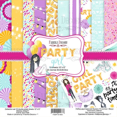 Zestaw papierów do scrapbookingu - PARTY GIRL