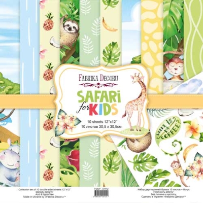 Zestaw papierów do scrapbookingu - SAFARI FOR KIDS