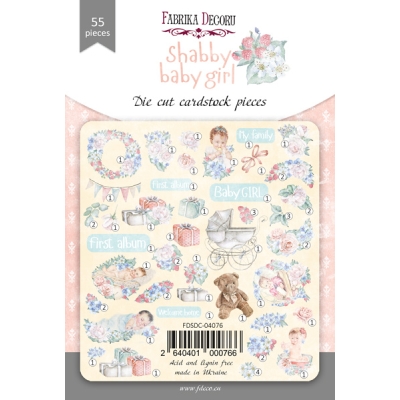 ZESTAW DODATKÓW DO SCRAPBOOKINGU - 55 elementów SHABBY BABY GIRL
