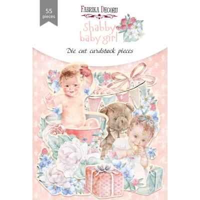 ZESTAW DODATKÓW DO SCRAPBOOKINGU - 55 elementów SHABBY BABY GIRL