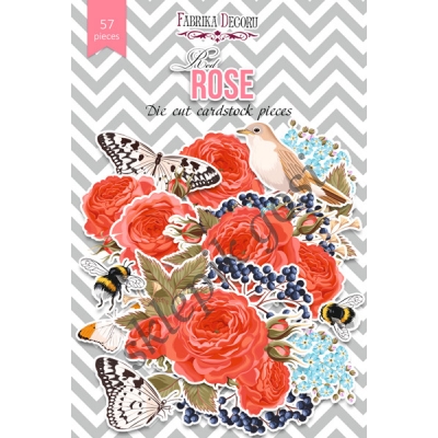 ZESTAW DODATKÓW DO SCRAPBOOKINGU -RED ROSE - 57 ELEMENTÓW