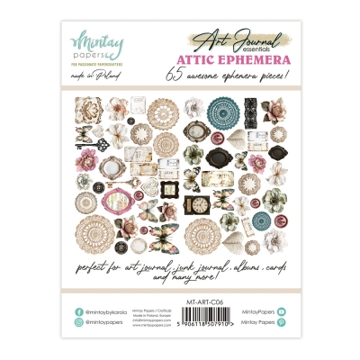 WYSYŁKA PO 25 KWIETNIA 2026 - Art Journal - Papierowe Elementy - Attic, 65 pcs