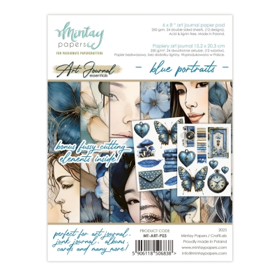 WYSYŁKA PO 20 WRZEŚNIA - Mintay ART JOURNAL - Zeszyt Papierów Art Journal - Blue Portraits