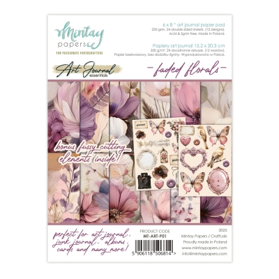 WYSYŁKA PO 20 WRZEŚNIA - Mintay ART JOURNAL - Zeszyt Papierów Art Journal - Faded Florals