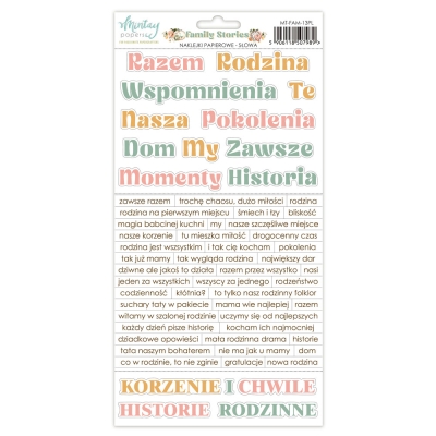 WYSYŁKA PO 25 KWIETNIA 2026 - FAMILY STORIES - NAKLEJKI PAPIEROWE - NAPISY POLSKIE