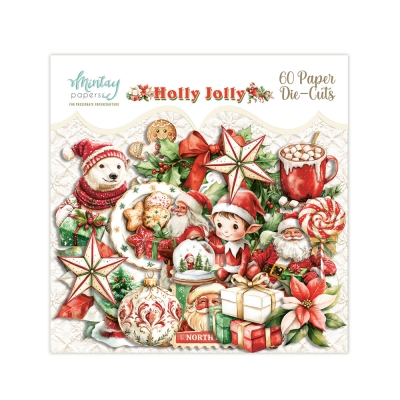 WYSYŁKA PO 17 LIPCA 2025 - PAPIEROWE ELEMENTY - wycięte - HOLLY JOLLY