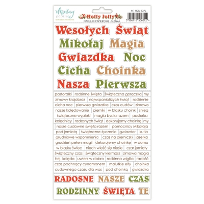 WYSYŁKA PO 17 LIPCA 2025 - NAKLEJKI PAPIEROWE - NAPISY POLSKIE - HOLLY JOLLY