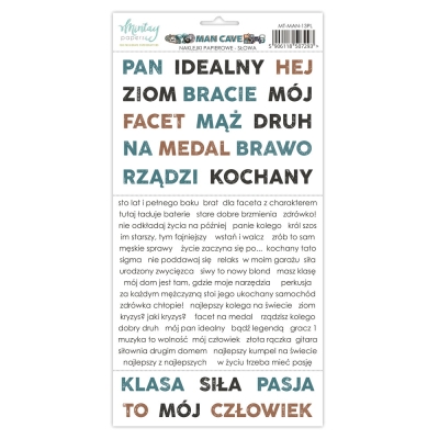 WYSYŁKA PO 15 STYCZNIA 2026 - NAKLEJKI PAPIEROWE - NAPISY POLSKIE- MAN CAVE