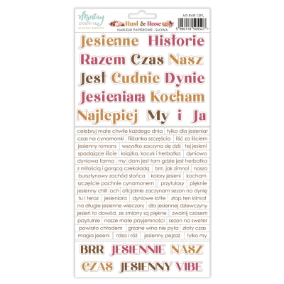 WYSYŁKA PO 20 WRZEŚNIA - NAKLEJKI PAPIEROWE - NAPISY PL - RUST AND ROSE