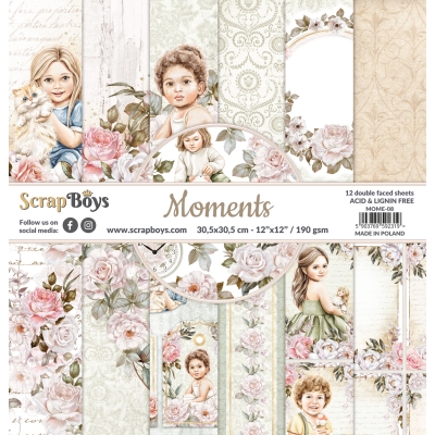 DUŻY bloczek papierów bazowych do scrapbookingu - MOMENTS