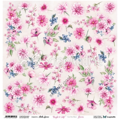 Arkusz do wycinania - FLOWERS - ScrapAndMe - Bright and Soft
