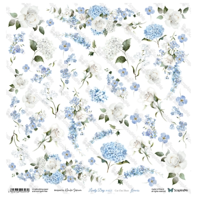 LOVELY DAY IN BLUE - FLOWERS - 30x30 cm - SCRAPANDME