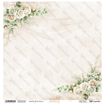 WHITE ROSES KARTA 01/02 - 30x30 cm - SCRAPANDME
