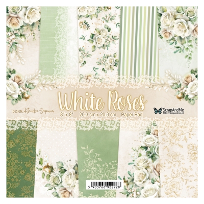 Zestaw papierów WHITE ROSES 20x20 cm - SCRAPANDME