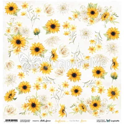 Sunflowers Flowers - arkusz do wycinania - SCRAPANDME