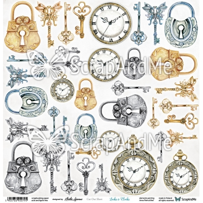 Locks & Clocks - arkusz do wycinania - ScrapAndMe