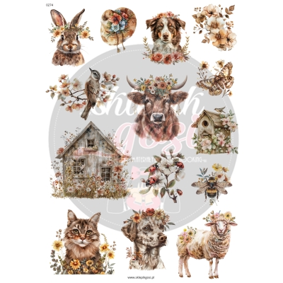 ARKUSZ A4 - NR 0274 - BOHO ZWIERZĄTKA