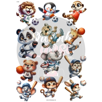 ARKUSZ A4 - NR 0184 - ZWIERZĄTKA SPORTOWCY