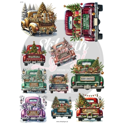 ARKUSZ A4 - NR 0172 - AUTA BOŻE NARODZENIE