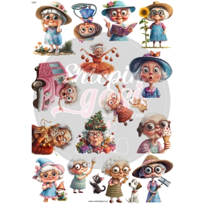 ARKUSZ A4 - NR 0091 - ŚMIESZNA BABCIA