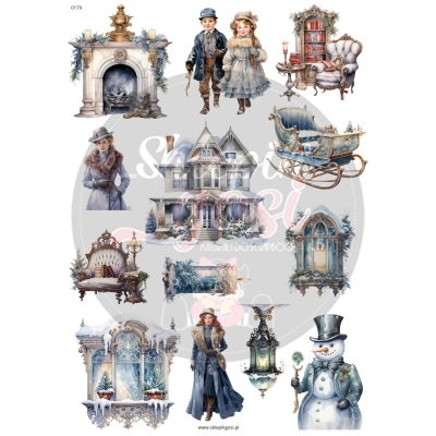 ARKUSZ A4 - NR 0179 - ŚNIEŻNE BOŻE NARODZENIE