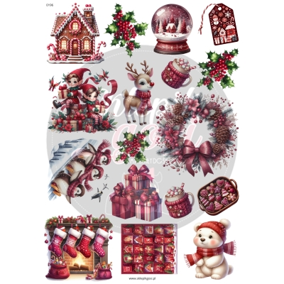 ARKUSZ A4 - NR 0196 - BORDO BOŻE NARODZENIE