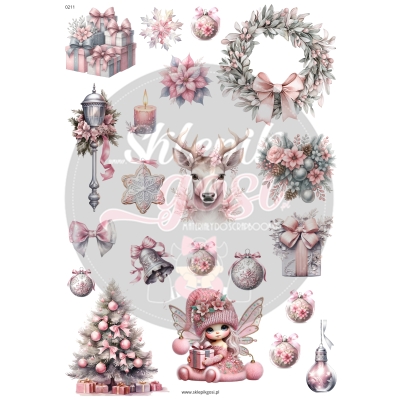 ARKUSZ A4 - NR 0211 - RÓŻOWE ŚWIĘTA 2