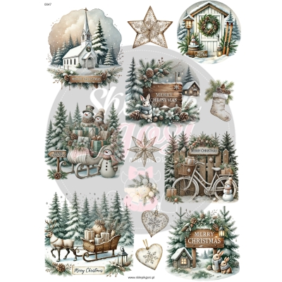 ARKUSZ A4 - NR 0047 - RUSTIC CHRISTMAS 2