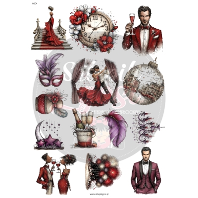 ARKUSZ A4 - NR 0204 - CZERWONY NOWY ROK 2