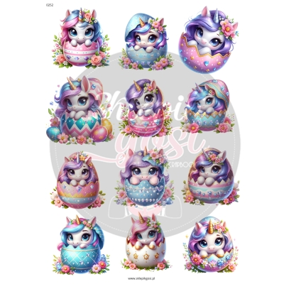 ARKUSZ A4 - NR 0252 - JEDNOROŻCE UNICORN