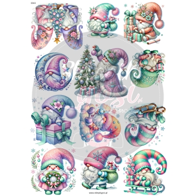 ARKUSZ A4 - NR 0043 - PASTELOWE GNOMY