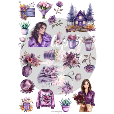 ARKUSZ A4 - NR 0265 - FIOLETY