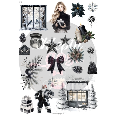 ARKUSZ A4 - NR 0216 - CZARNE MROŹNE ŚWIĘTA