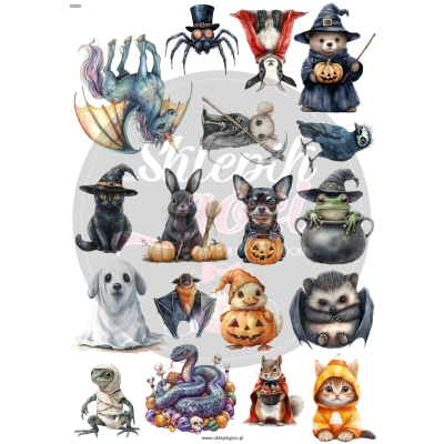 ARKUSZ A4 - NR 0059 - HALLOWEENOWE ZWIERZACZKI
