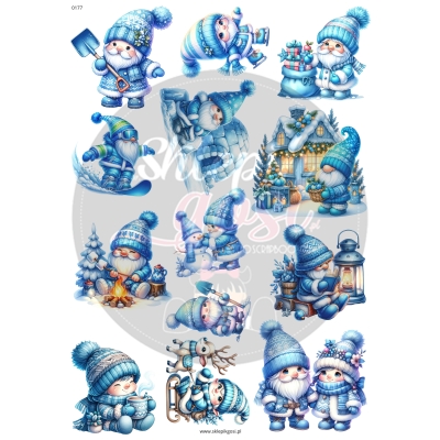 ARKUSZ A4 - NR 0177 - GNOMY ZIMOWE