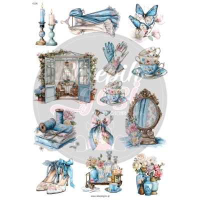 ARKUSZ A4 - NR 0200 - NIEBIESKIE VINTAGE