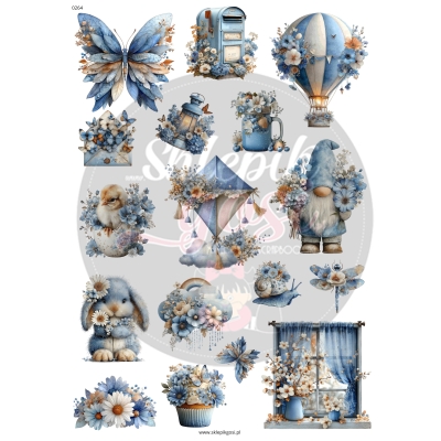 ARKUSZ A4 - NR 0264 - NIEBIESKIE