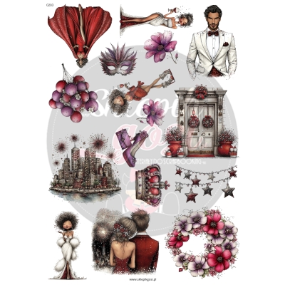 ARKUSZ A4 - NR 0203 - CZERWONY NOWY ROK