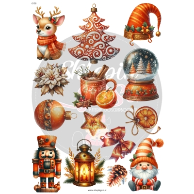 ARKUSZ A4 - NR 0190 - BOŻE NARODZENIE POMARAŃCZOWE 2