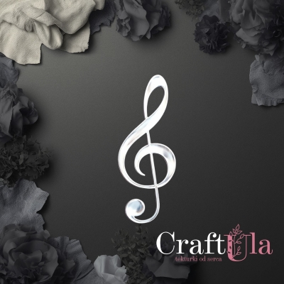 Klucz wiolinowy - Akryl - srebro - 0155s