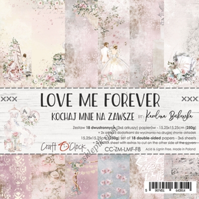 LOVE ME FOREVER - ZESTAW PAPIERÓW 15,25X15,25CM