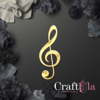 Klucz wiolinowy - Akryl - złoto - 0155